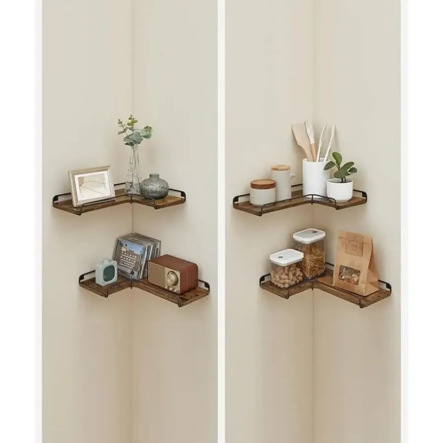 Wandplanken-Parya Home L-vormige hoekplank, set van 2, wandplank