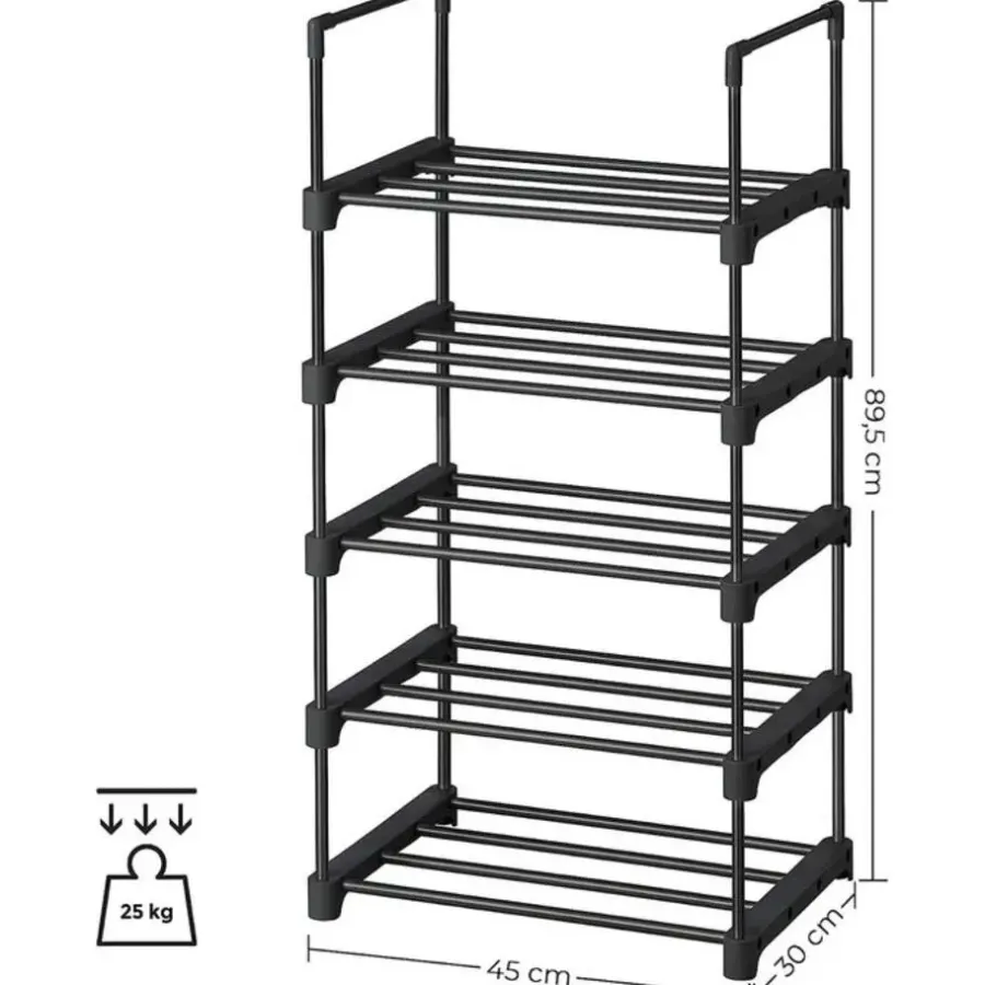 Parya Home metalen schoenrek met 5 niveaus - zwart