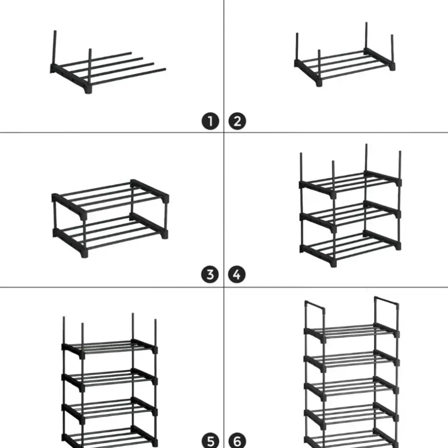 Parya Home metalen schoenrek met 5 niveaus - zwart