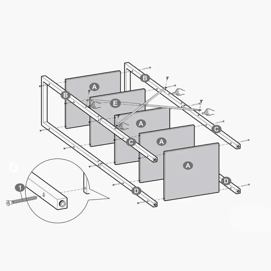 Stellingkasten-Parya Home Opbergrek met stalen frame, voor woonkamer