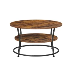 Parya Home Salontafel rond, Woonkamertafel, Sofatafel met plank