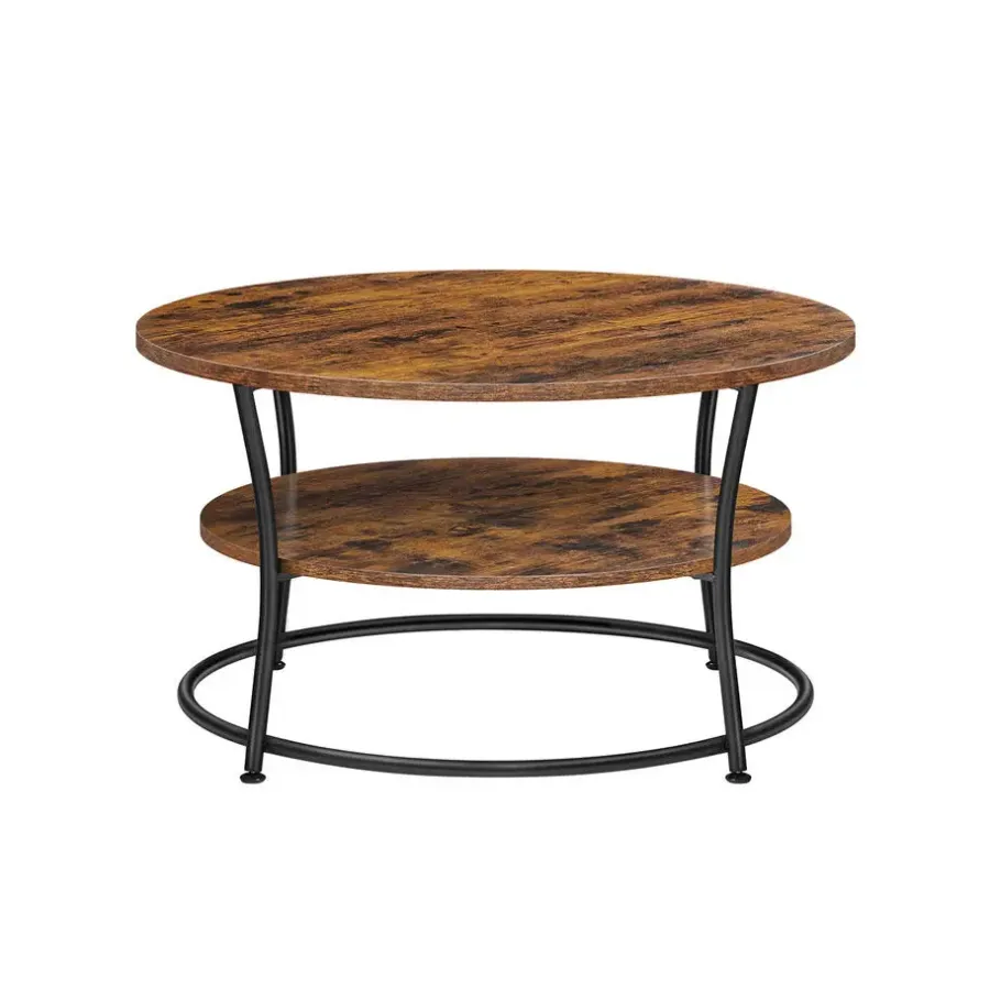 Parya Home Salontafel rond, Woonkamertafel, Sofatafel met plank