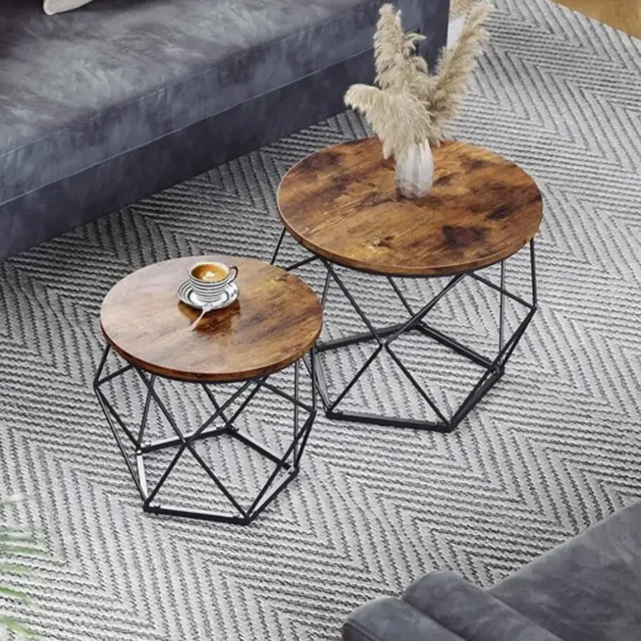 Salontafels-Parya Home salontafel set van 2 salontafels bruin-zwart