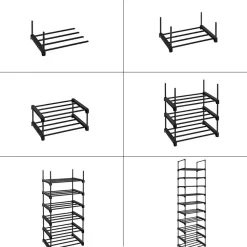 Kledingopbergers-Parya Home schoenenrek - 10 planken - metaal - zwart