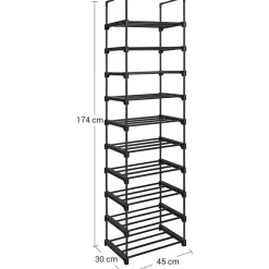 Kledingopbergers-Parya Home schoenenrek - 10 planken - metaal - zwart