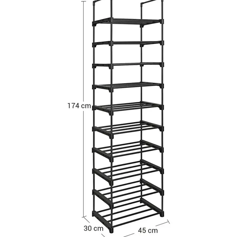 Kledingopbergers-Parya Home schoenenrek - 10 planken - metaal - zwart