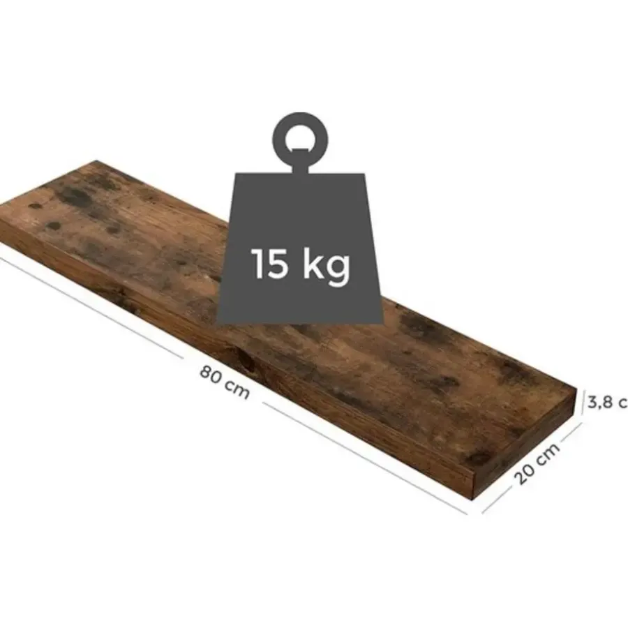 Parya Home Wandplank, zwevende plank, vintage bruin