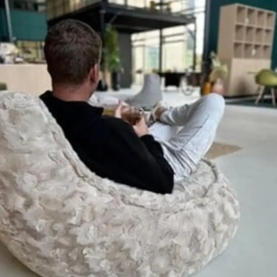 Zitzakken-Parya Stoel Zitzak Bont - Zitzakfauteuil - Woonkamerzitzak - Beige - Senior