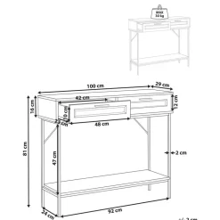 Sidetables-Beliani PASCO - Consoletafel - Lichte houtkleur - Rotan