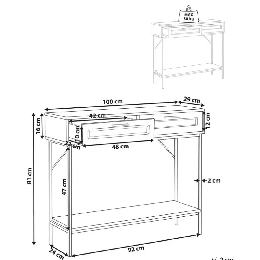 Sidetables-Beliani PASCO - Consoletafel - Lichte houtkleur - Rotan
