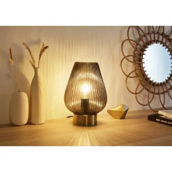 Tafellampen-Pauleen Crystal Gloom Tafellamp - E14 - Rookglas/Messing