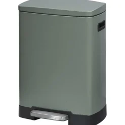 Leen Bakker Pedaalemmer Paco - groen metaal - 25L+15L