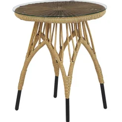 Bistro- & Balkonsets-Beliani PELLARO - Bistroset voor 2 - Natuurlijk - PE rotan