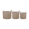 Bloempotten-Beliani PENDULA - Bloempot set van 3 - Bruin - PE rotan