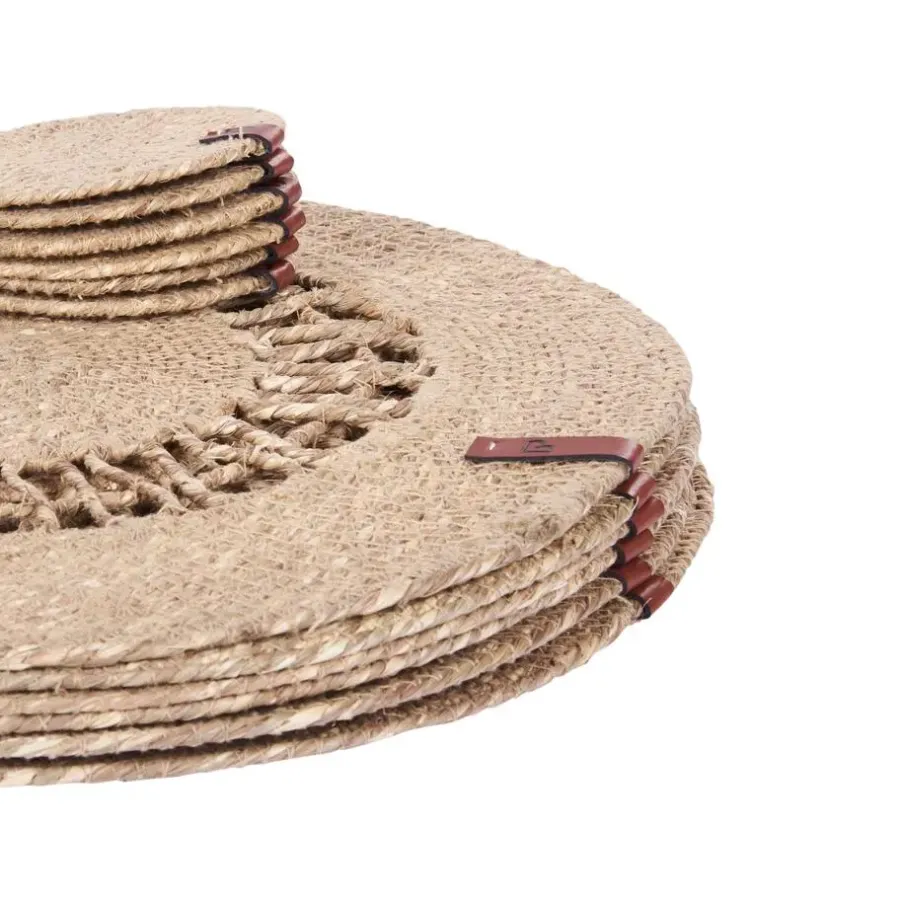 Placemats-Leen Bakker PEPPERBERRY - Set van 12 placemats en onderzetters - Natuurlijk - Jute