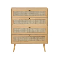 Ladekasten|Ladekasten-Beliani PEROTE - Commode - Lichte houtkleur - Rotan
