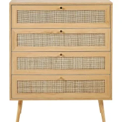 Ladekasten|Ladekasten-Beliani PEROTE - Commode - Lichte houtkleur - Rotan