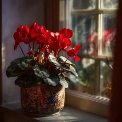 Plant in a Box Perzisch cyclaam - Set van 6 - Cyclamen Winfall Scarlet - Hoogte 10-20cm - ⌀9cm