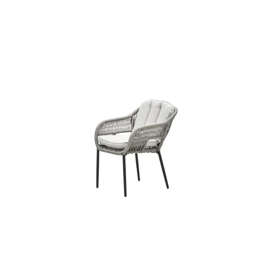 Tuinstoelen-Garden Impressions Pescara dining fauteuil - carbon black - rope taupe - desert sand