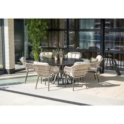 Tuinstoelen-Garden Impressions Pescara dining fauteuil - carbon black - rope taupe - desert sand