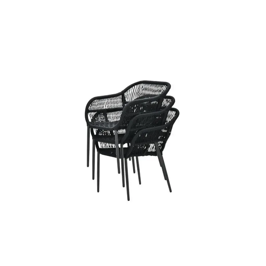 Tuinstoelen-Garden Impressions Pescara dining fauteuil - carbon black -rope black - mystic grey