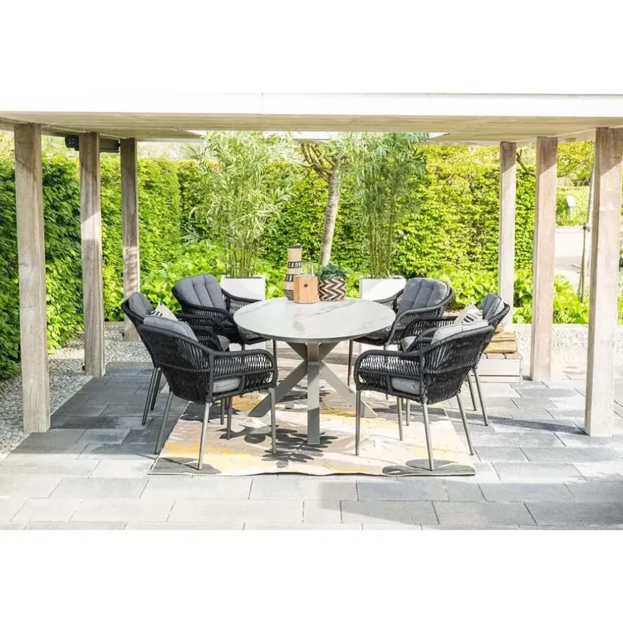 Tuinstoelen-Garden Impressions Pescara dining fauteuil - carbon black -rope black - mystic grey