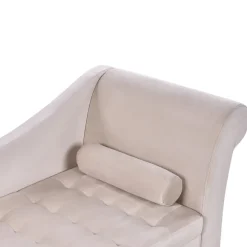 Loveseats-Beliani PESSAC - Chaise longue - Beige - Rechterzijde - Fluweel