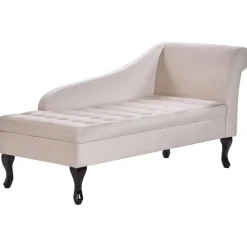 Loveseats-Beliani PESSAC - Chaise longue - Beige - Rechterzijde - Fluweel