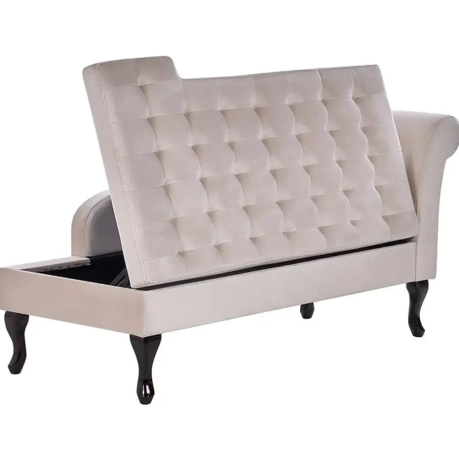 Loveseats-Beliani PESSAC - Chaise longue - Beige - Rechterzijde - Fluweel
