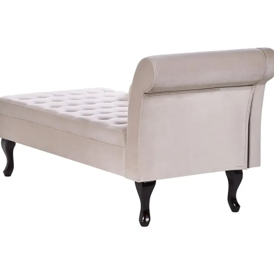 Loveseats-Beliani PESSAC - Chaise longue - Beige - Rechterzijde - Fluweel