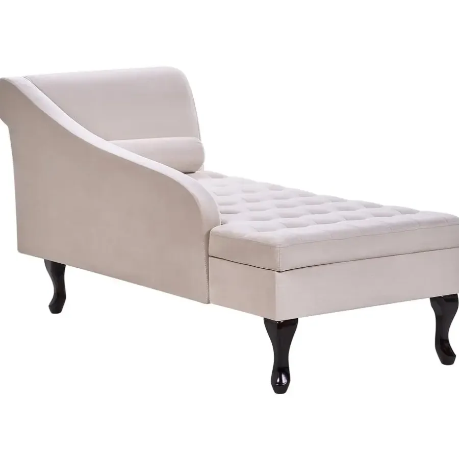 Loveseats-Beliani PESSAC - Chaise longue - Beige - Rechterzijde - Fluweel