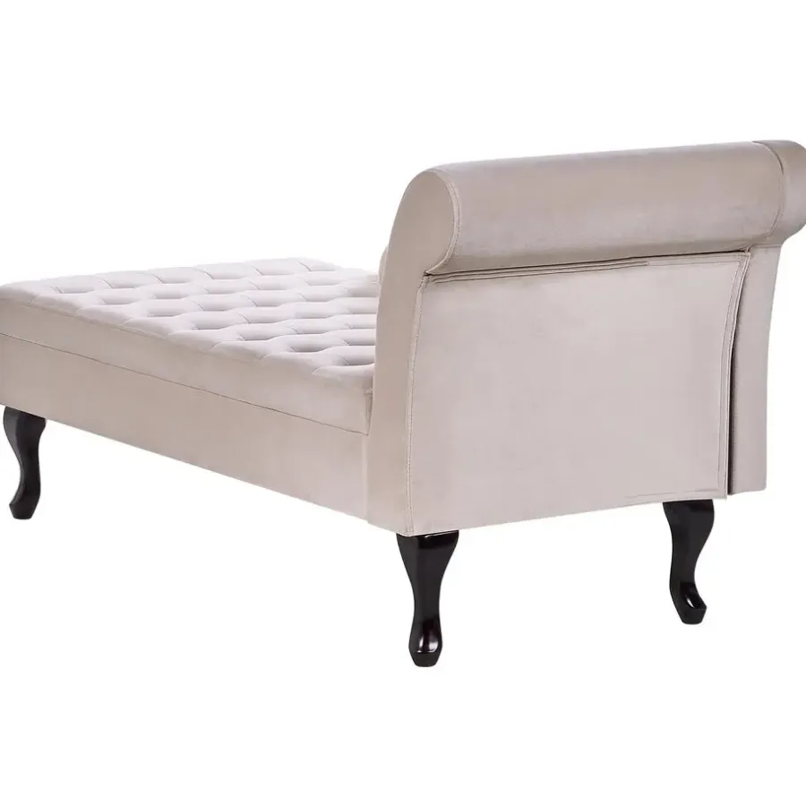Loveseats-Beliani PESSAC - Chaise longue - Beige - Rechterzijde - Fluweel