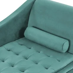 Loveseats-Beliani PESSAC - Chaise longue - Groenblauw - Rechterzijde - Fluweel