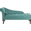 Loveseats-Beliani PESSAC - Chaise longue - Groenblauw - Linkerzijde - Fluweel