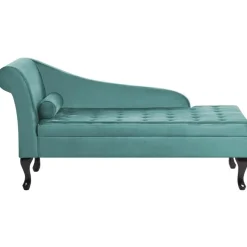 Loveseats-Beliani PESSAC - Chaise longue - Groenblauw - Linkerzijde - Fluweel