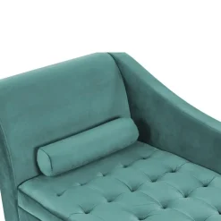 Loveseats-Beliani PESSAC - Chaise longue - Groenblauw - Linkerzijde - Fluweel