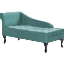 Loveseats-Beliani PESSAC - Chaise longue - Groenblauw - Linkerzijde - Fluweel