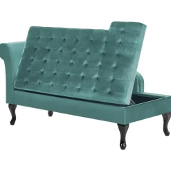Loveseats-Beliani PESSAC - Chaise longue - Groenblauw - Linkerzijde - Fluweel
