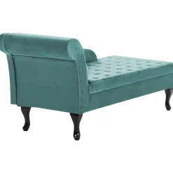 Loveseats-Beliani PESSAC - Chaise longue - Groenblauw - Linkerzijde - Fluweel