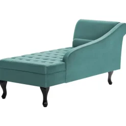 Loveseats-Beliani PESSAC - Chaise longue - Groenblauw - Linkerzijde - Fluweel