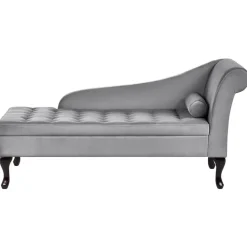 Beliani PESSAC - Chaise longue - Lichtgrijs - Rechterzijde - Fluweel