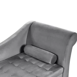 Beliani PESSAC - Chaise longue - Lichtgrijs - Rechterzijde - Fluweel