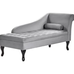 Beliani PESSAC - Chaise longue - Lichtgrijs - Rechterzijde - Fluweel