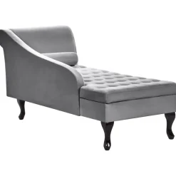 Beliani PESSAC - Chaise longue - Lichtgrijs - Rechterzijde - Fluweel
