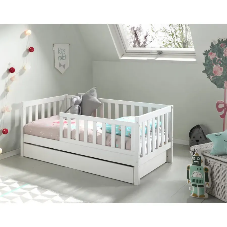 Vipack Peuterbed Petronille 70 x 140cm dennenhout - wit