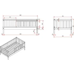 Vipack Peuterbed Petronille 70 x 140cm dennenhout - wit