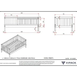 Vipack Peuterbed Petronille 70 x 140cm dennenhout - wit