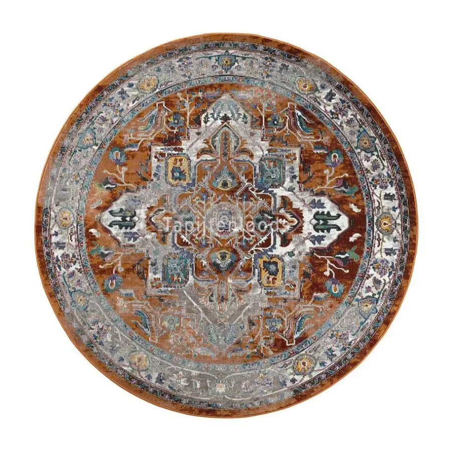 Muratap Picasso Castana Vintage Rond Vloerkleed Terra / Multi Laagpolig - 200 CM ROND