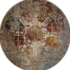Laagpolige Vloerkleden|Ronde Vloerkleden-Muratap Picasso Feraghan Vintage Rond Vloerkleed Multi / Beige Laagpolig - 200 CM ROND
