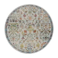 Muratap Picasso Sarough Vintage Rond Vloerkleed Creme / Beige Laagpolig - 160 CM ROND